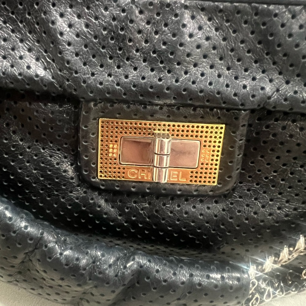 Chanel Perforated Accordion Flap Bag in Black Leather - Picture 8 of 15